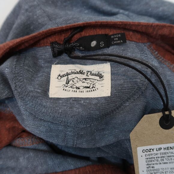 PRANA Cozy Up Henley Dress Size S NWT Casual Hemp Rust Blue/Gray Pockets - Picture 6 of 9